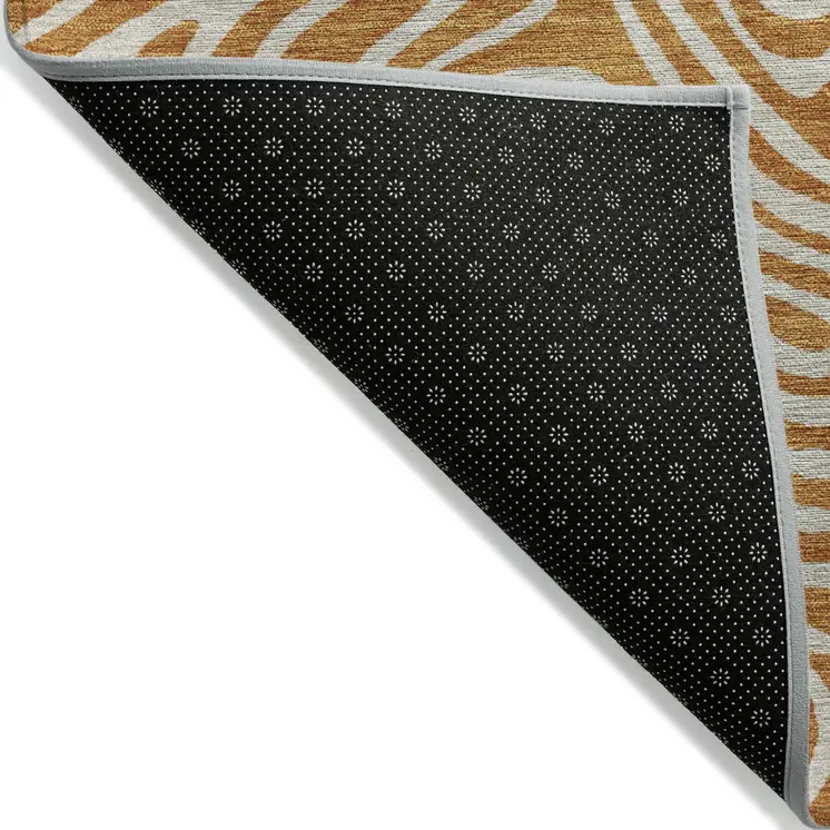 9' X 12' Copper And Beige Abstract Washable Indoor Outdoor Area Rug
