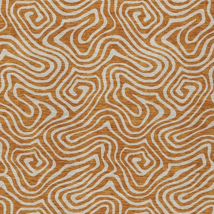 10' X 14' Copper And Beige Abstract Washable Indoor Outdoor Area Rug