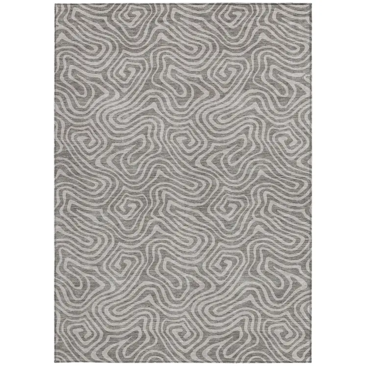 8' X 10' Taupe And Gray Abstract Washable Indoor Outdoor Area Rug