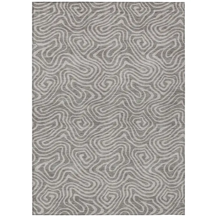 8' X 10' Taupe And Gray Abstract Washable Indoor Outdoor Area Rug