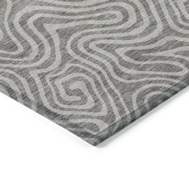 8' X 10' Taupe And Gray Abstract Washable Indoor Outdoor Area Rug