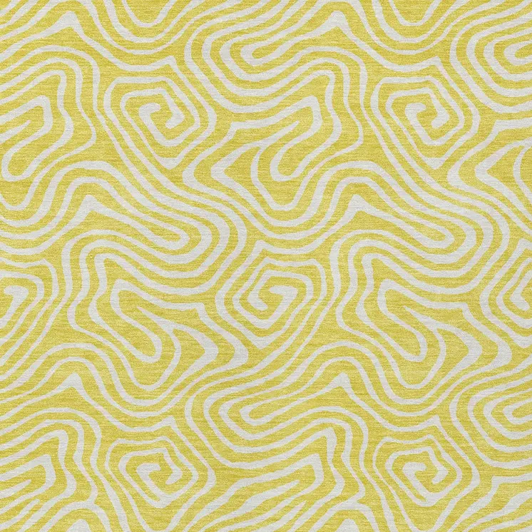 8' X 10' Yellow And Ivory Abstract Washable Indoor Outdoor Area Rug