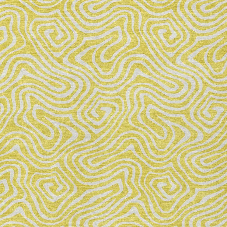 9' X 12' Yellow And Ivory Abstract Washable Indoor Outdoor Area Rug