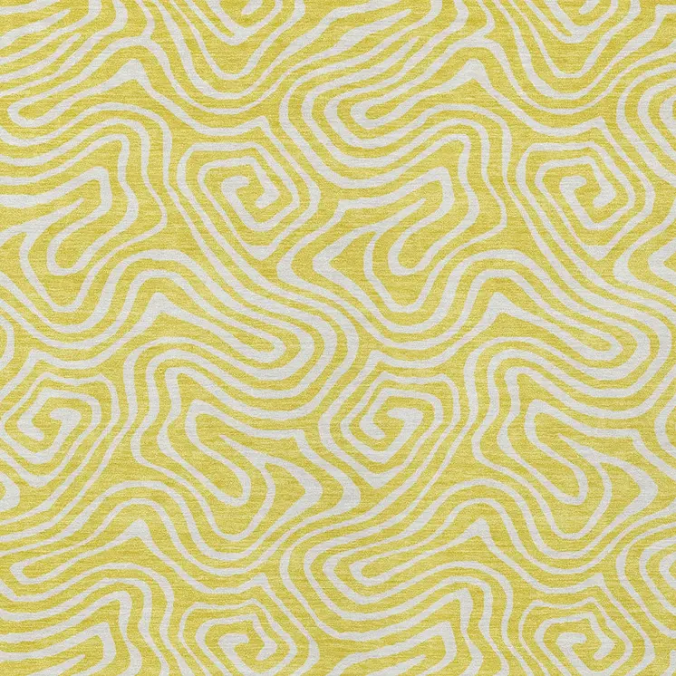 10' X 14' Yellow And Ivory Abstract Washable Indoor Outdoor Area Rug