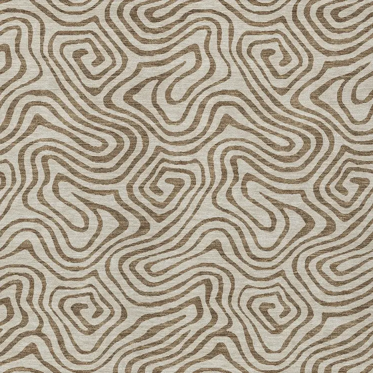 5' X 8' Beige And Brown Abstract Washable Indoor Outdoor Area Rug