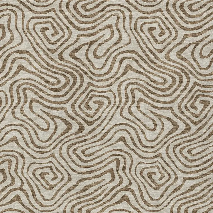 10' X 14' Beige And Brown Abstract Washable Indoor Outdoor Area Rug