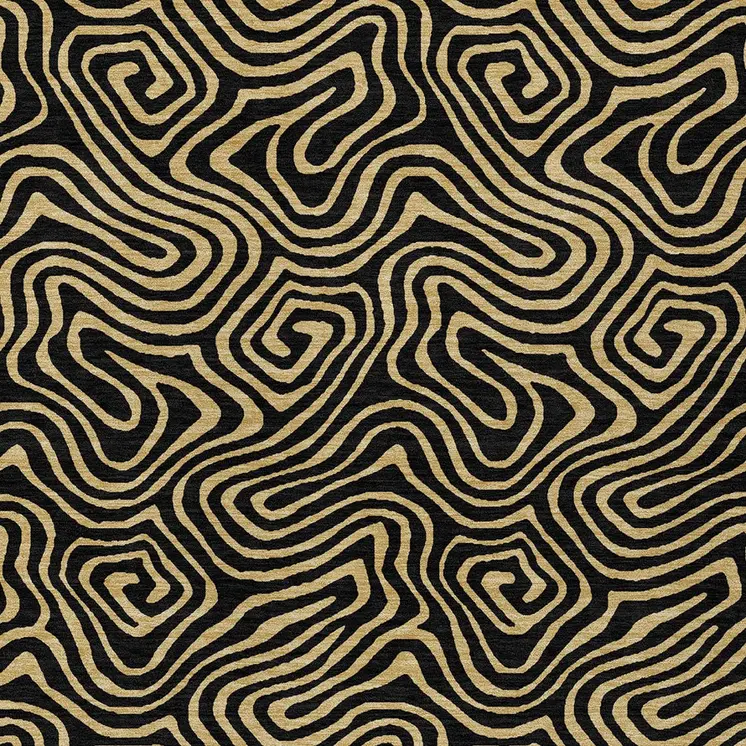 3' X 5' Black And Beige Abstract Washable Indoor Outdoor Area Rug