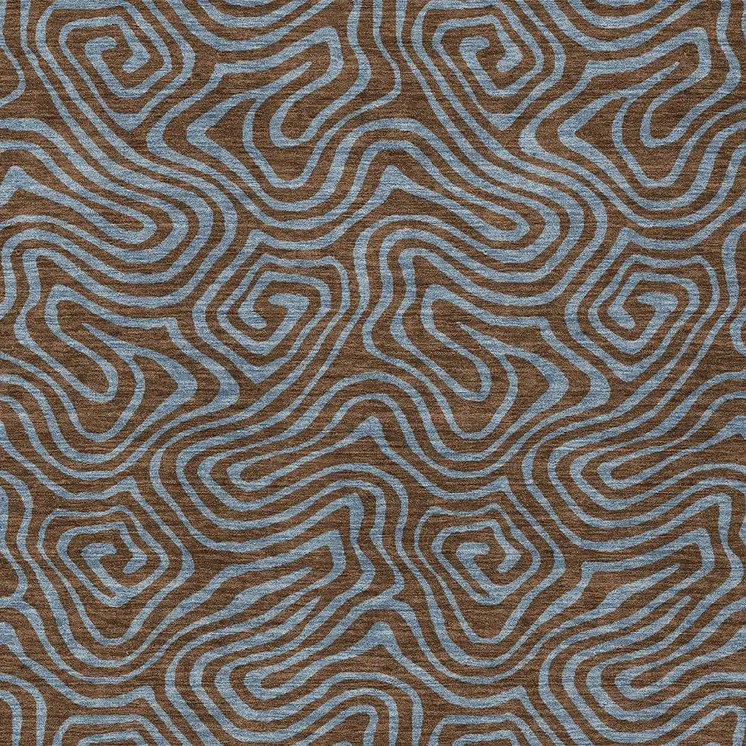 10' X 14' Brown And Light Blue Abstract Washable Indoor Outdoor Area Rug