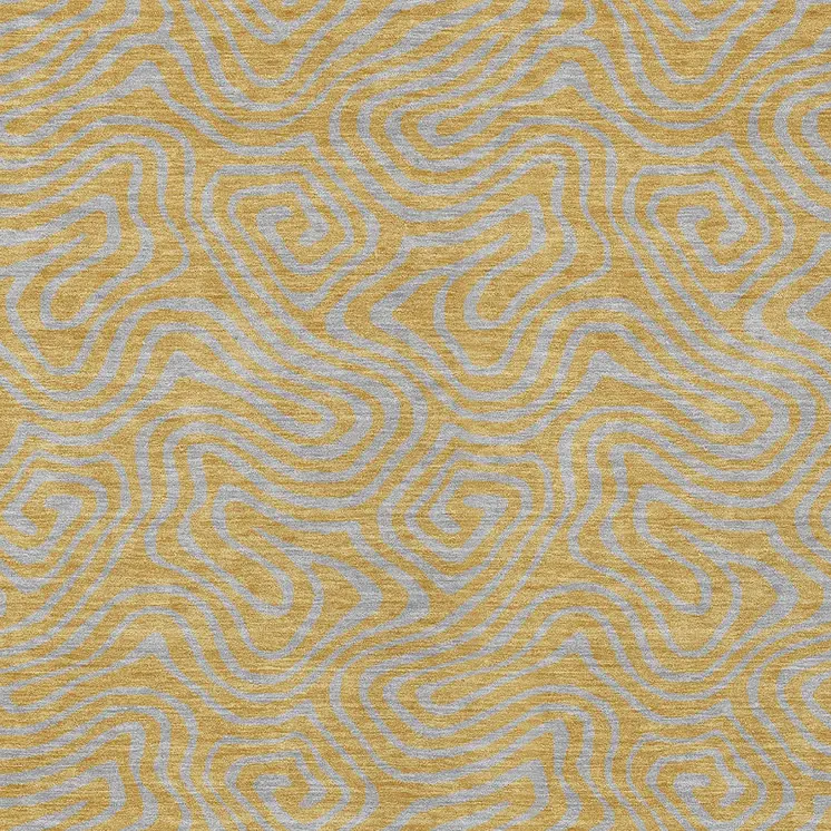 5' X 8' Gold And Gray Abstract Washable Indoor Outdoor Area Rug