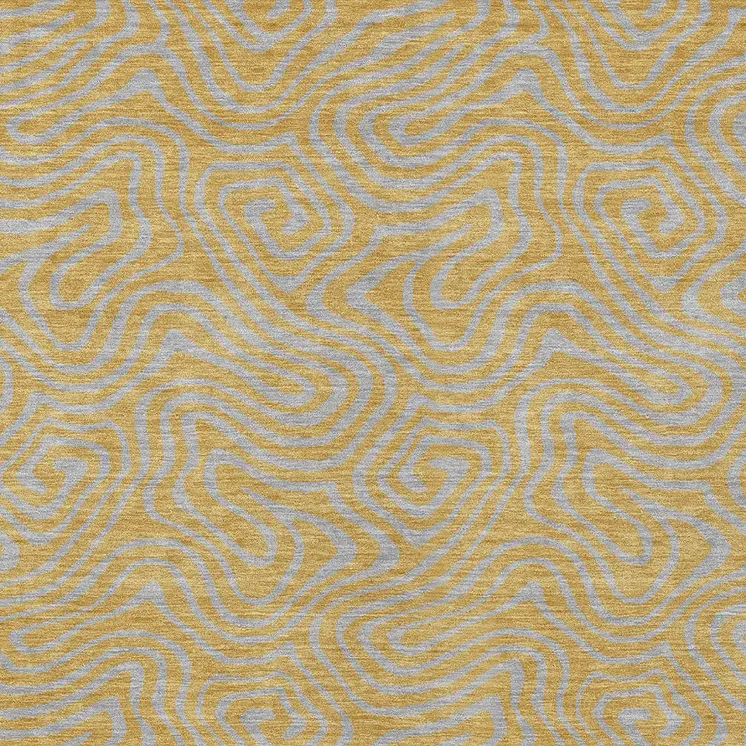 8' X 10' Gold And Gray Abstract Washable Indoor Outdoor Area Rug