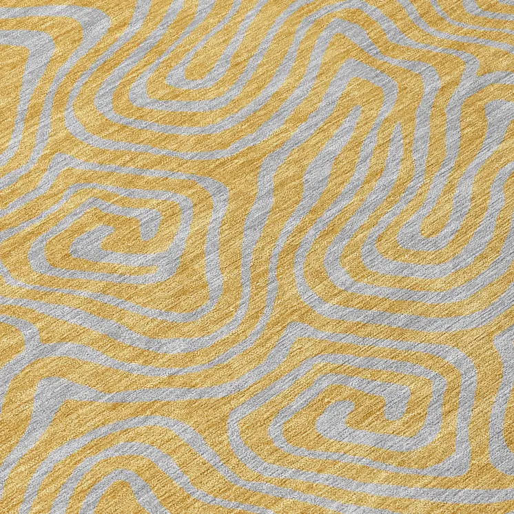9' X 12' Gold And Gray Abstract Washable Indoor Outdoor Area Rug