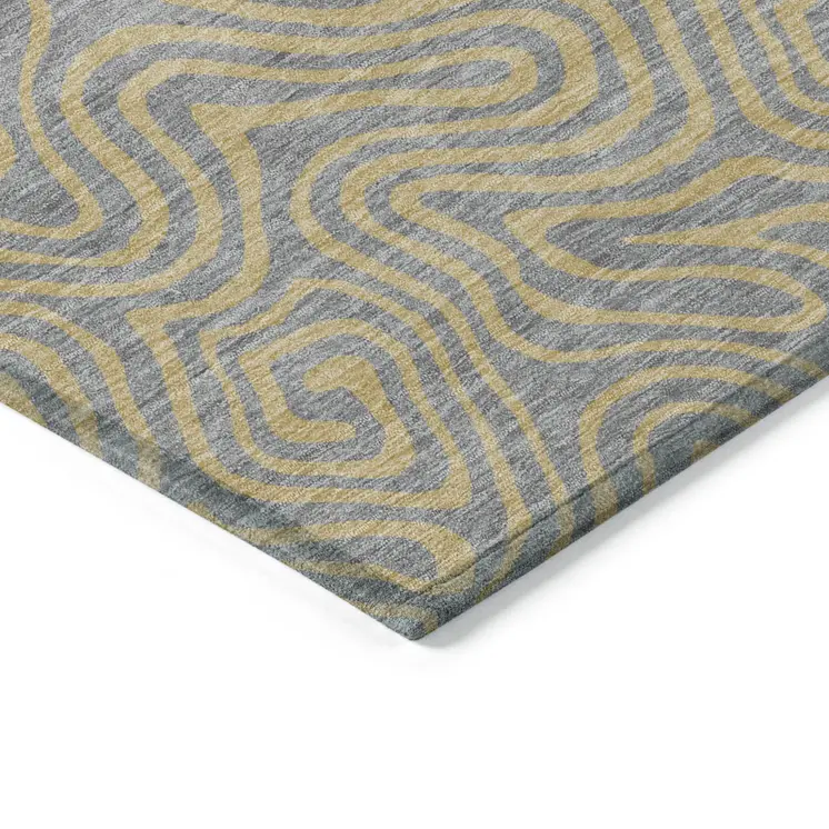 5' X 8' Gray And Beige Abstract Washable Indoor Outdoor Area Rug