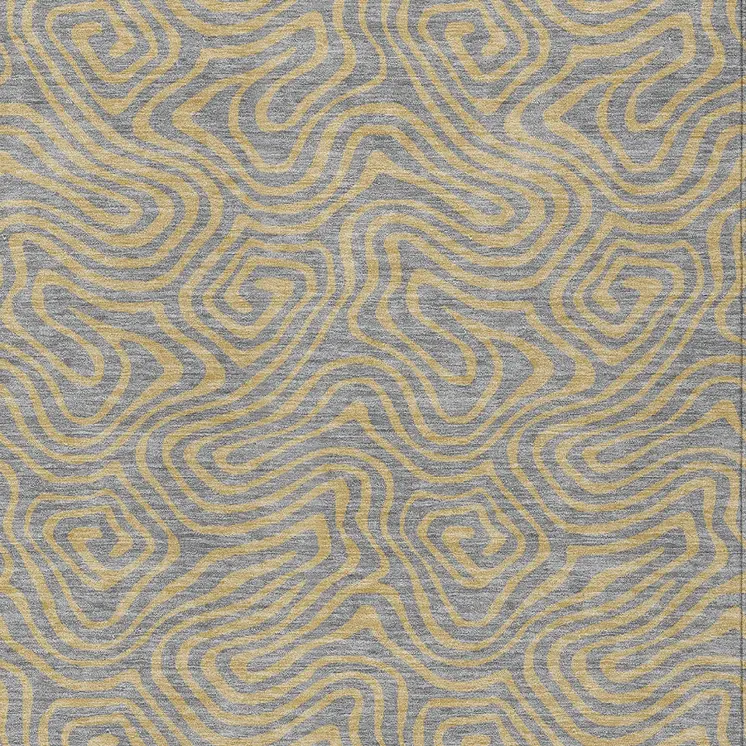 5' X 8' Gray And Beige Abstract Washable Indoor Outdoor Area Rug