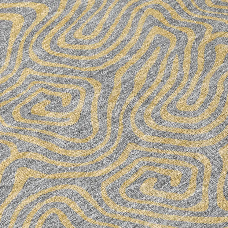 5' X 8' Gray And Beige Abstract Washable Indoor Outdoor Area Rug