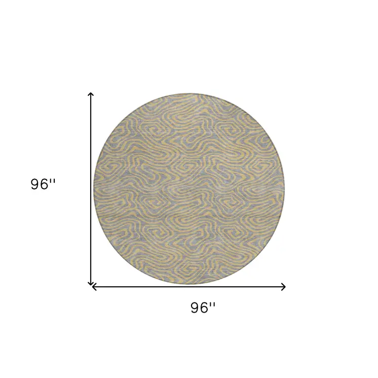 8' Gray And Beige Round Abstract Washable Indoor Outdoor Area Rug