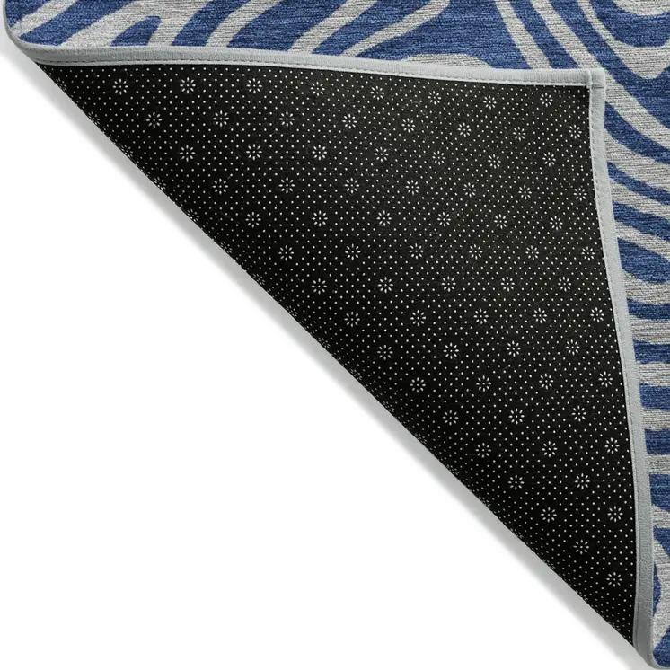 10' X 14' Navy Blue And Gray Abstract Washable Indoor Outdoor Area Rug