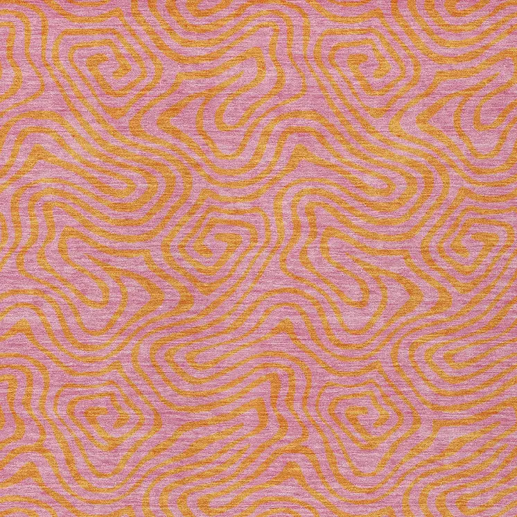 5' X 8' Pink And Copper Abstract Washable Indoor Outdoor Area Rug