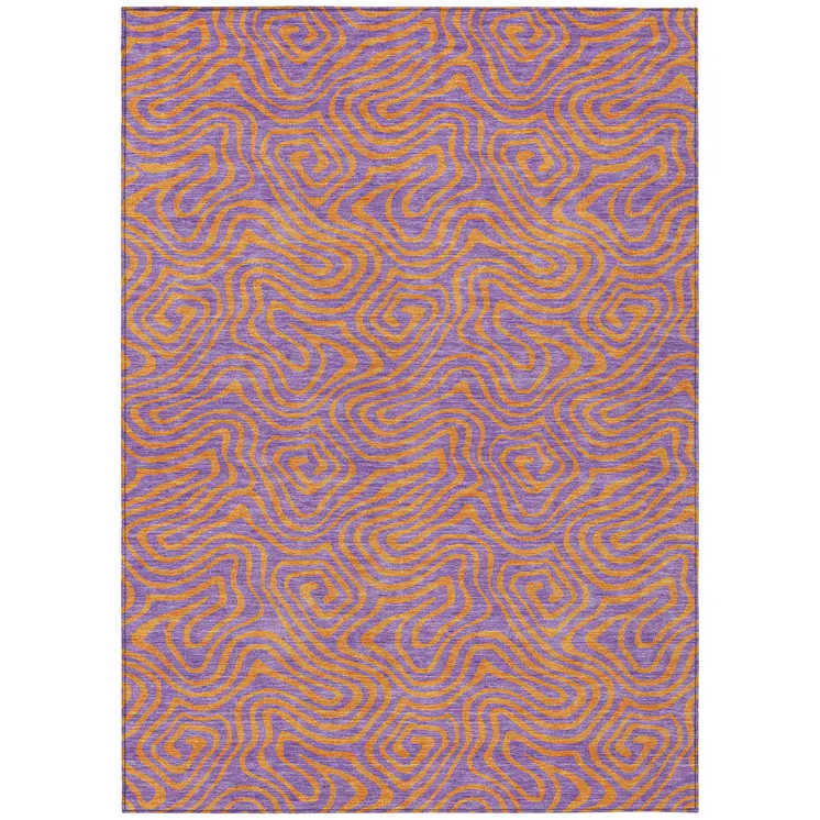 3' X 5' Purple And Copper Abstract Washable Indoor Outdoor Area Rug