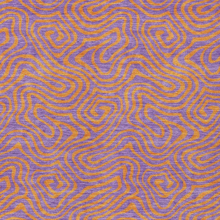 3' X 5' Purple And Copper Abstract Washable Indoor Outdoor Area Rug