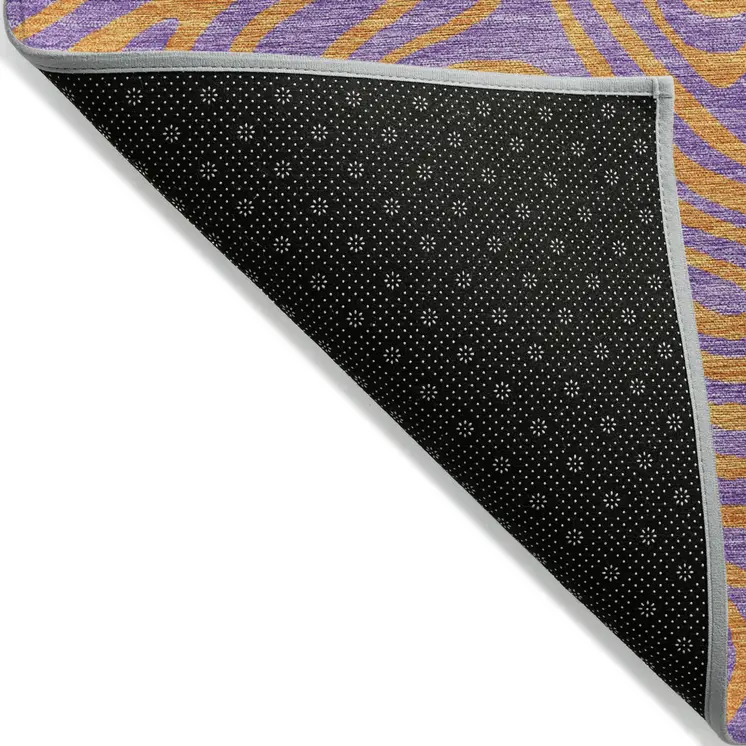 5' X 8' Purple And Copper Abstract Washable Indoor Outdoor Area Rug