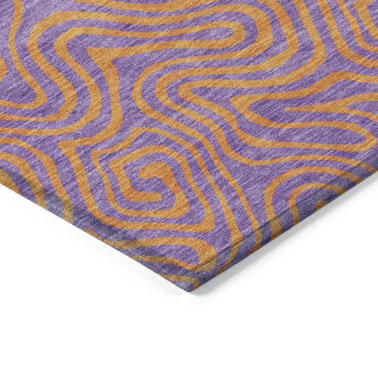 5' X 8' Purple And Copper Abstract Washable Indoor Outdoor Area Rug