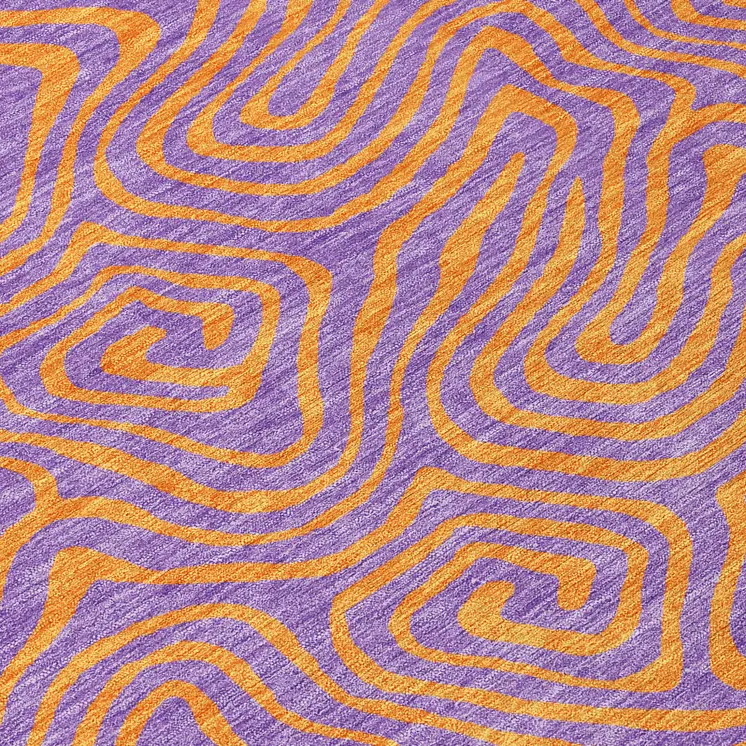 5' X 8' Purple And Copper Abstract Washable Indoor Outdoor Area Rug