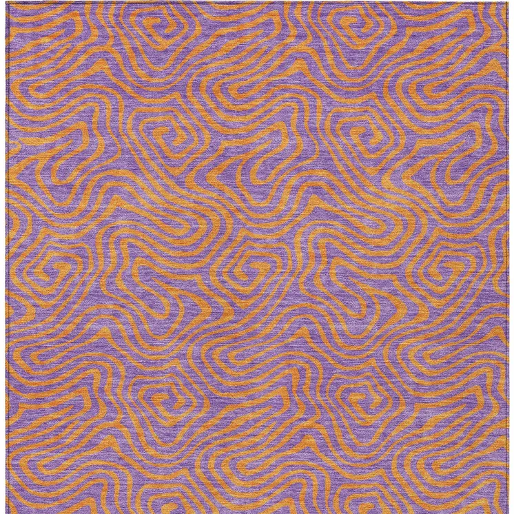10' X 14' Purple And Copper Abstract Washable Indoor Outdoor Area Rug
