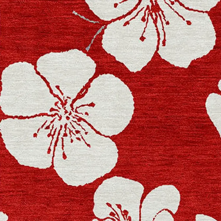 8' X 10' Red Ivory And Gray Floral Washable Indoor Outdoor Area Rug