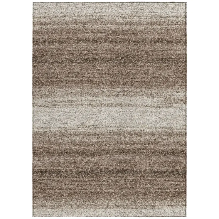 3' X 5' Brown And Beige Abstract Washable Indoor Outdoor Area Rug
