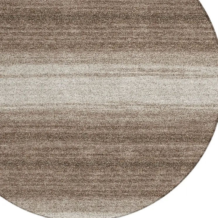 8' Brown And Beige Round Abstract Washable Indoor Outdoor Area Rug