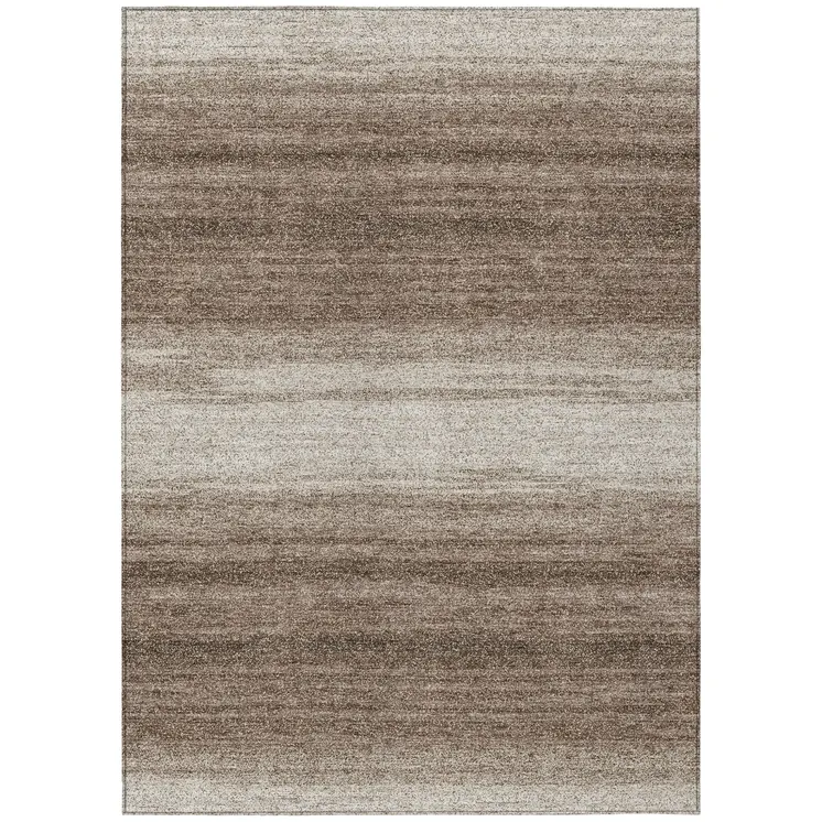 9' X 12' Brown And Beige Abstract Washable Indoor Outdoor Area Rug