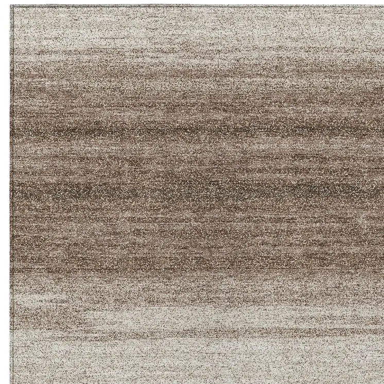 9' X 12' Brown And Beige Abstract Washable Indoor Outdoor Area Rug