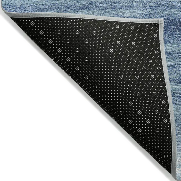 3' X 5' Blue And Ivory Abstract Washable Indoor Outdoor Area Rug