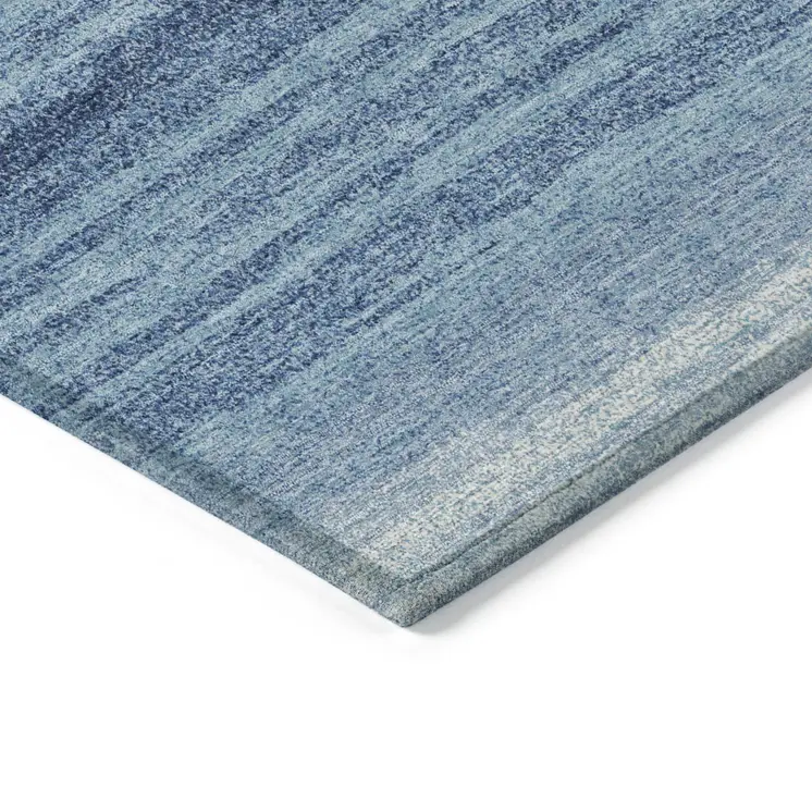 3' X 5' Blue And Ivory Abstract Washable Indoor Outdoor Area Rug