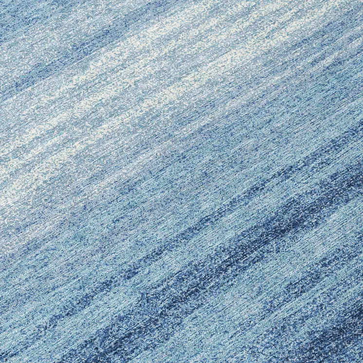 8' Blue And Ivory Round Abstract Washable Indoor Outdoor Area Rug