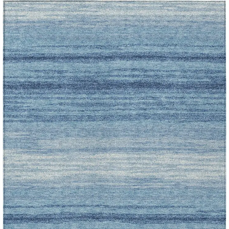 9' X 12' Blue And Ivory Abstract Washable Indoor Outdoor Area Rug