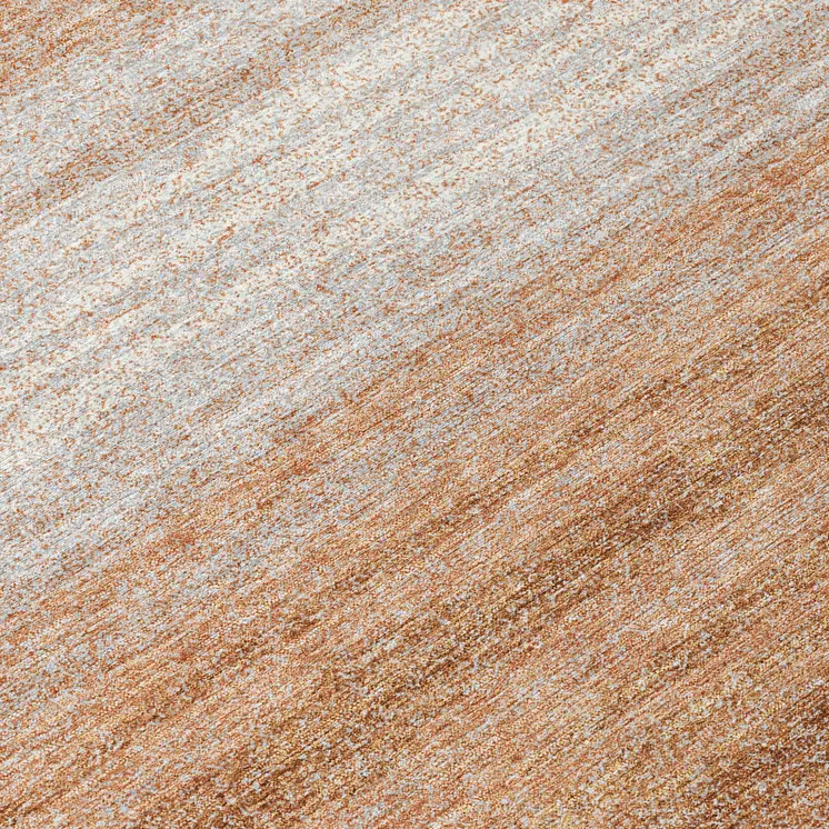 8' Copper And Beige Round Abstract Washable Indoor Outdoor Area Rug