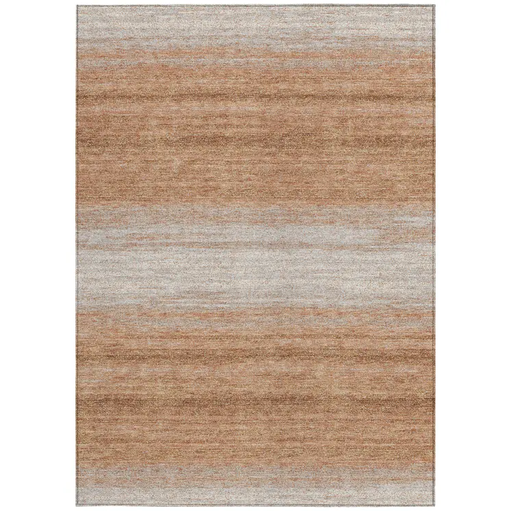 8' X 10' Copper And Beige Abstract Washable Indoor Outdoor Area Rug