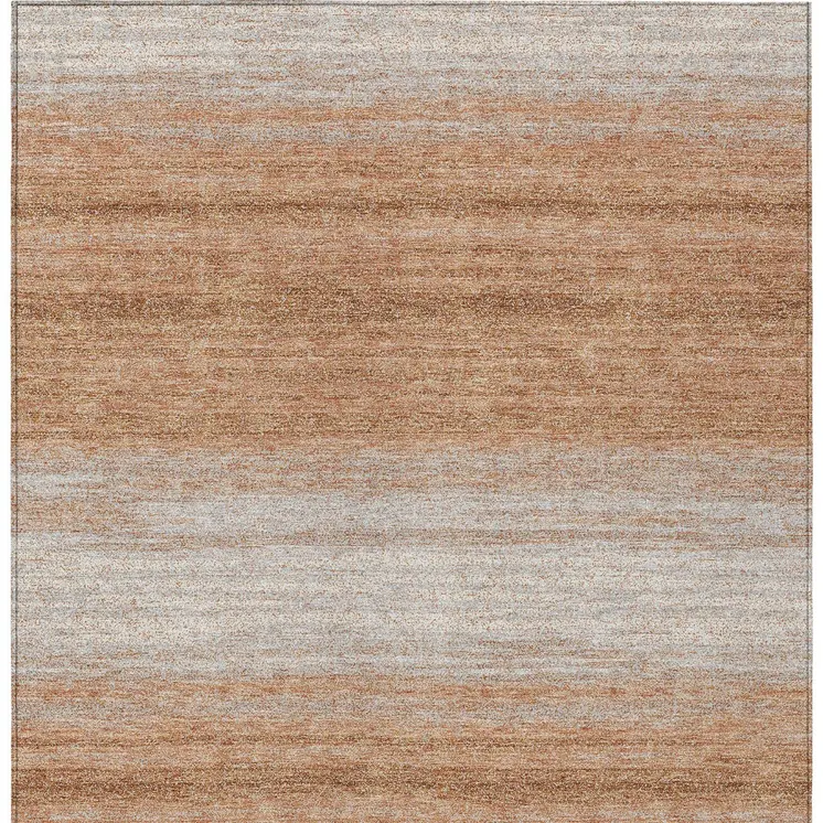 10' X 14' Copper And Beige Abstract Washable Indoor Outdoor Area Rug