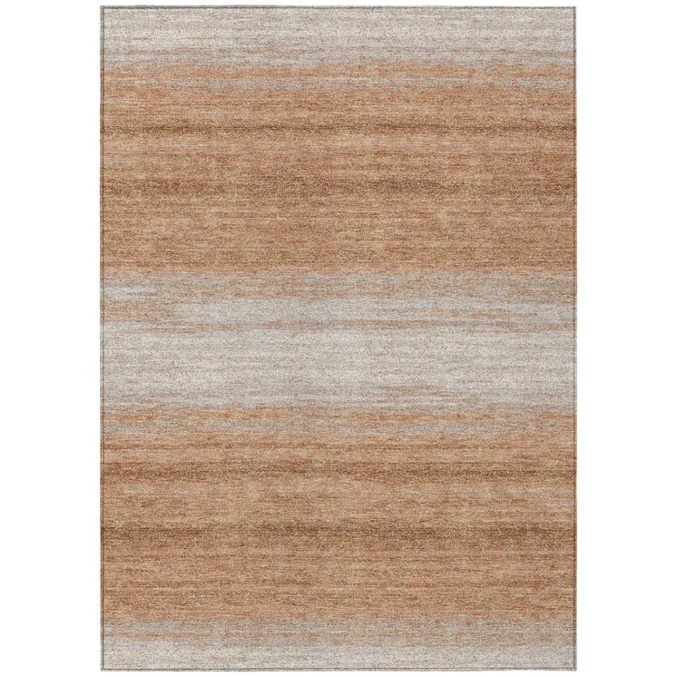 10' X 14' Copper And Beige Abstract Washable Indoor Outdoor Area Rug