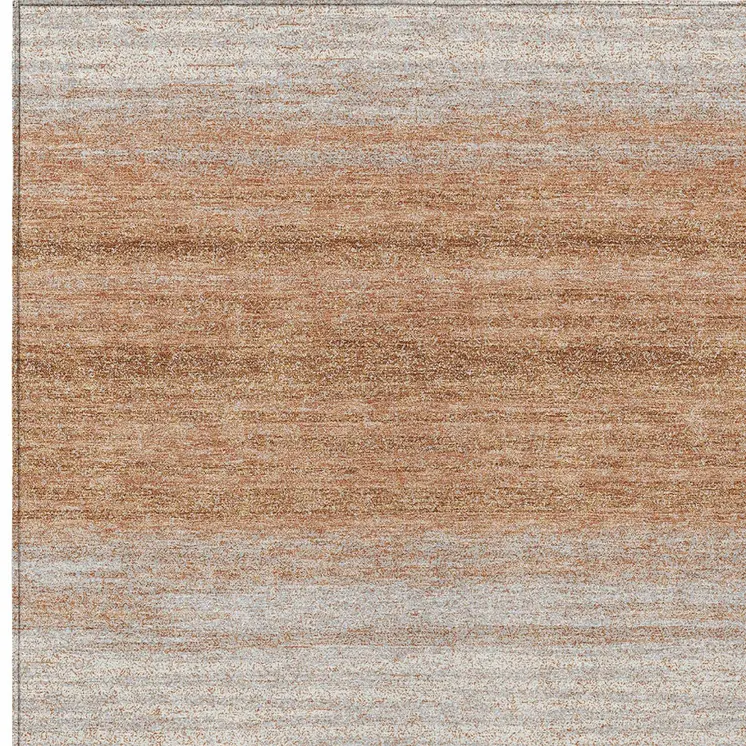 10' X 14' Copper And Beige Abstract Washable Indoor Outdoor Area Rug