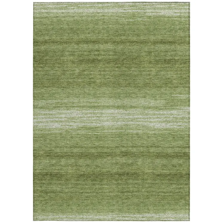 9' X 12' Green And Ivory Abstract Washable Indoor Outdoor Area Rug