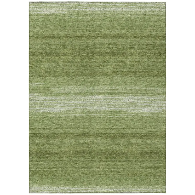 9' X 12' Green And Ivory Abstract Washable Indoor Outdoor Area Rug
