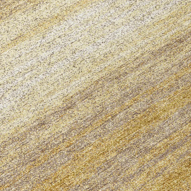 8' Gold And Beige Round Abstract Washable Indoor Outdoor Area Rug