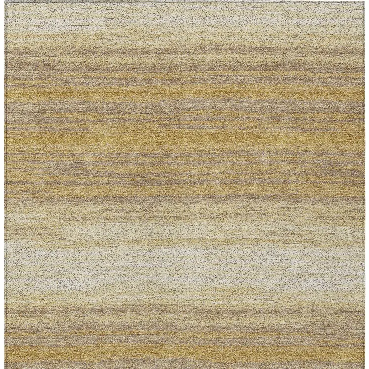 10' X 14' Gold And Beige Abstract Washable Indoor Outdoor Area Rug