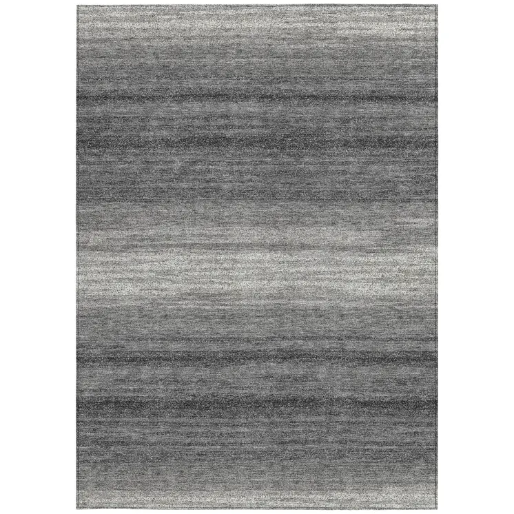 5' X 8' Gray And Charcoal Abstract Washable Indoor Outdoor Area Rug