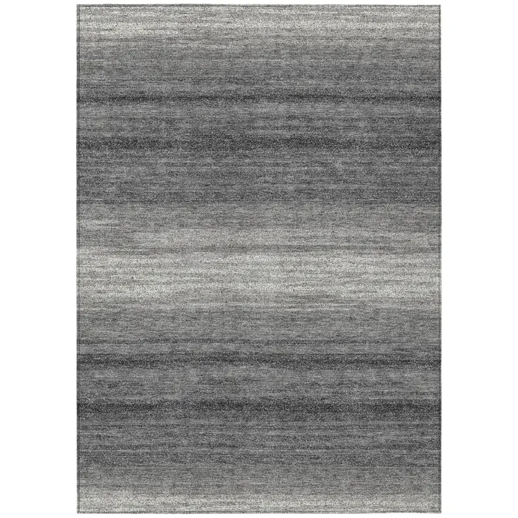 5' X 8' Gray And Charcoal Abstract Washable Indoor Outdoor Area Rug