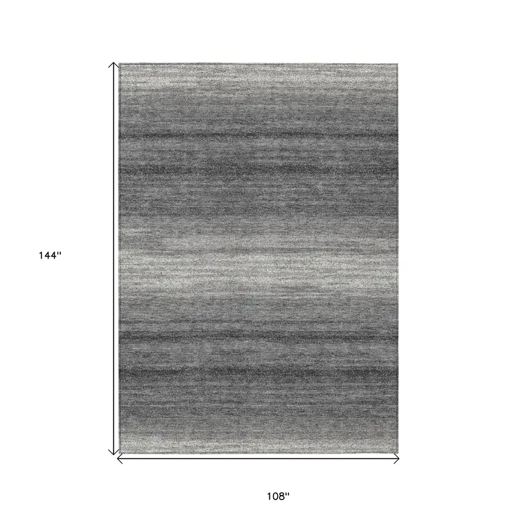 9' X 12' Gray And Charcoal Abstract Washable Indoor Outdoor Area Rug
