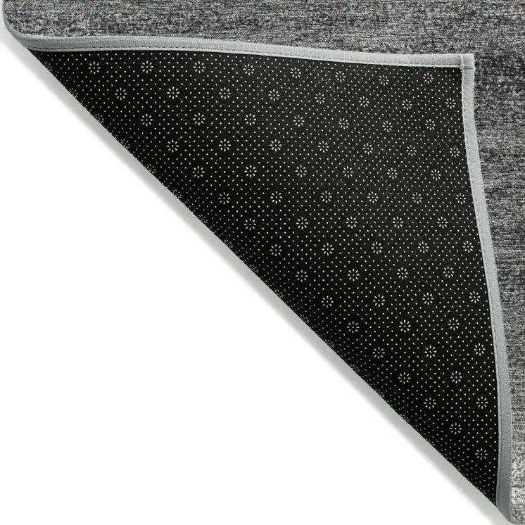 9' X 12' Gray And Charcoal Abstract Washable Indoor Outdoor Area Rug