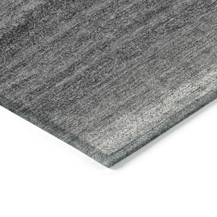 9' X 12' Gray And Charcoal Abstract Washable Indoor Outdoor Area Rug